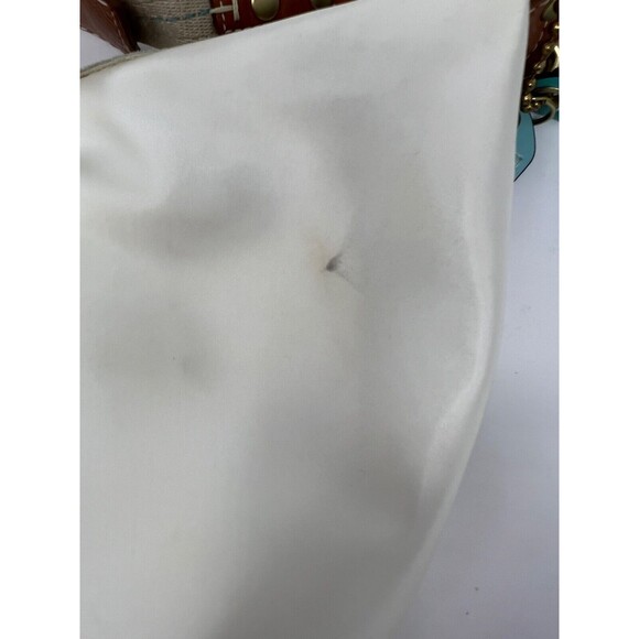 COACH Vintage Purse Handbag White Hampton Silk Leather Hobo Bag Y2K - Picture 7 of 10